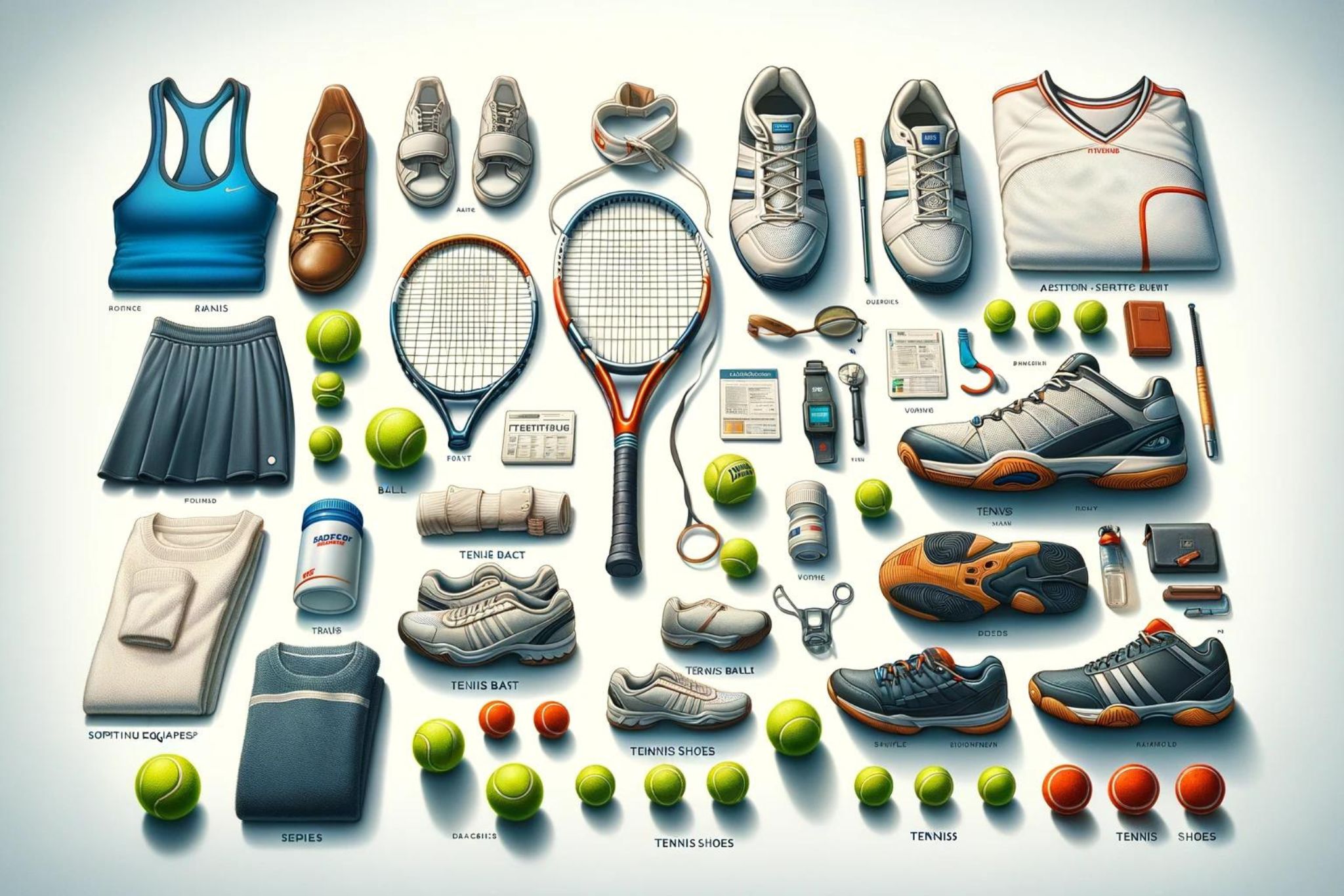 Oprema za tenis uključuje: reket, loptice, majice, patike i dodatnu opremu